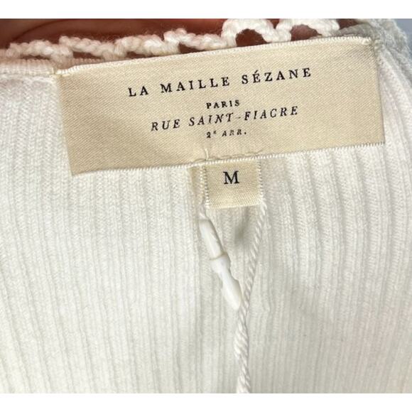 SEZANE Sz M Medium Ecru Maha Knit Top Jumper Sweater NWT - Picture 3 of 9